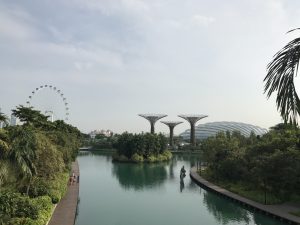 マリーナベイサンズからの橋から見える風景